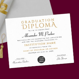 Póster Clásico Chic Negro Dorado Logotipo de Graduación E
