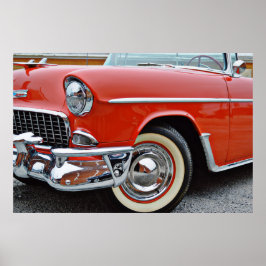 Póster Clásico Coche Vintage Bel Air Red Convertible