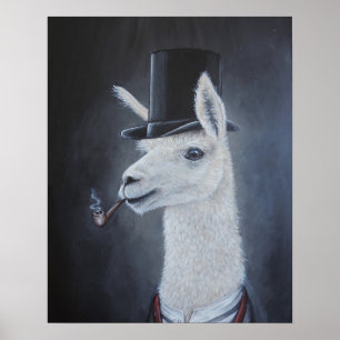 Póster Clásico cordero dapper en sombrero superior con pi