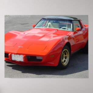 Póster Clásico Corvette Rojo de 1979