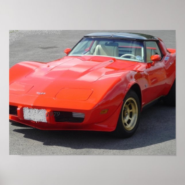 Póster Clásico Corvette Rojo de 1979 (Frente)