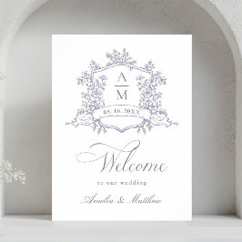 Póster Clásico crest floral de lavanda bienvenida de boda