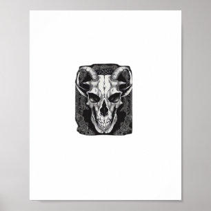 Póster Clásico de diseño estético gótico del cráneo de Wh