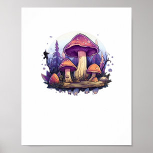 Póster Clásico De Hongos Y Cristales De Whimsigoth