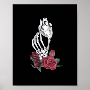 Póster Clásico de Mano del Corazón del Skeleton