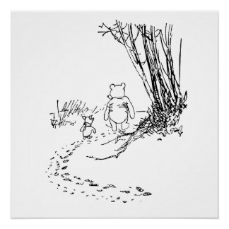 Póster clásico de Pooh Bear y Piglet caminando
