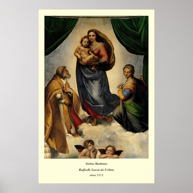 Póster Clásico de Raphael "Sistine Madonna" (alrededor de (Frente)