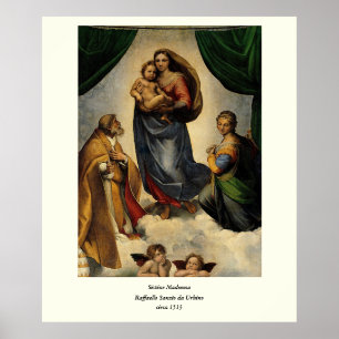 Póster Clásico de Raphael "Sistine Madonna" (alrededor de