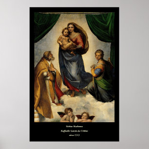 Póster Clásico de Raphael "Sistine Madonna" (alrededor de