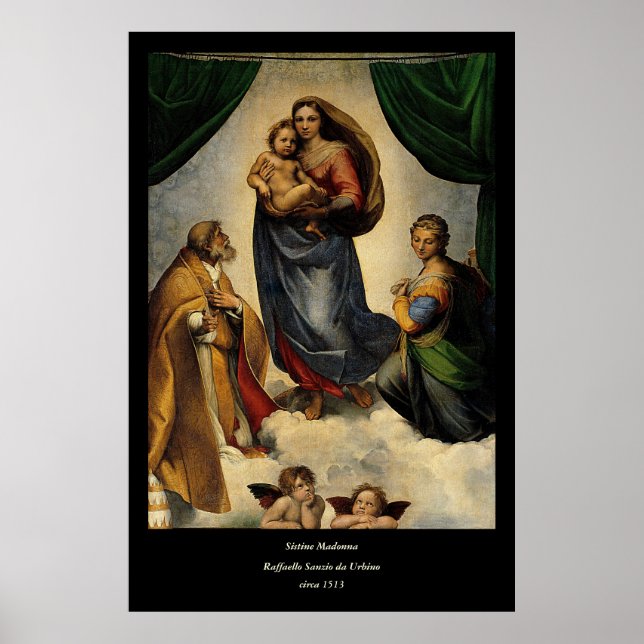 Póster Clásico de Raphael "Sistine Madonna" (alrededor de (Frente)