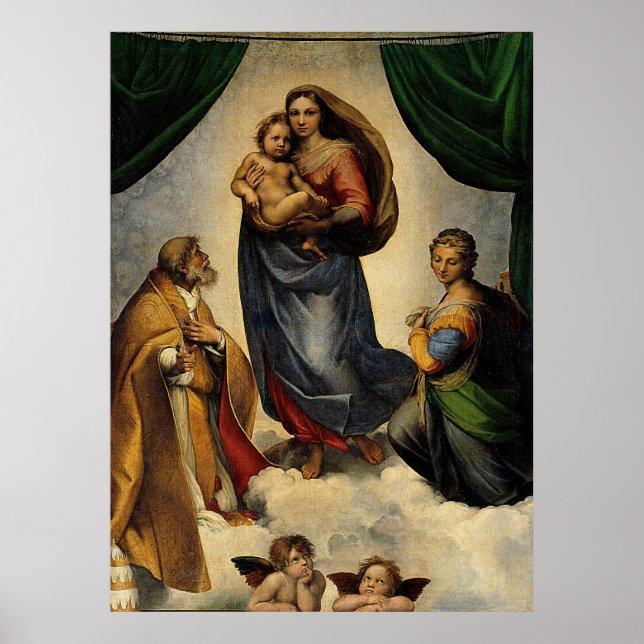 Póster Clásico de Raphael "Sistine Madonna" (alrededor de (Frente)