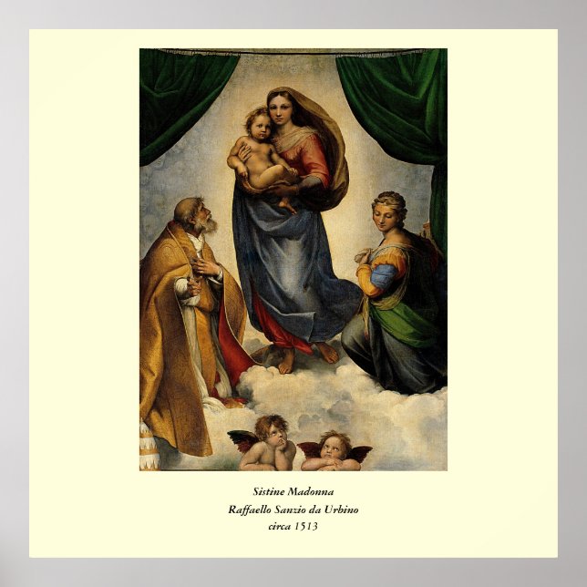 Póster Clásico de Raphael "Sistine Madonna" (alrededor de (Frente)