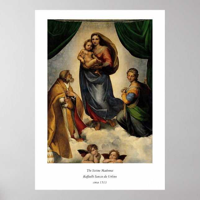 Póster Clásico de Raphael "Sistine Madonna" (alrededor de (Frente)