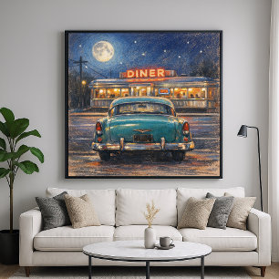 Póster Clásico Diner - Estilo de Pintura Impresionismo Pa