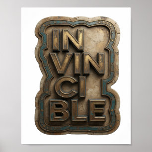 Póster Clásico Diseño de Cotas INVENCIBLE en Oro