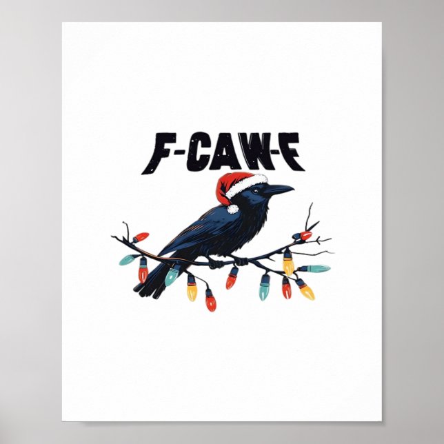 Póster Clásico Diseño Retro de Navidad de Cuervo Divertid (Frente)