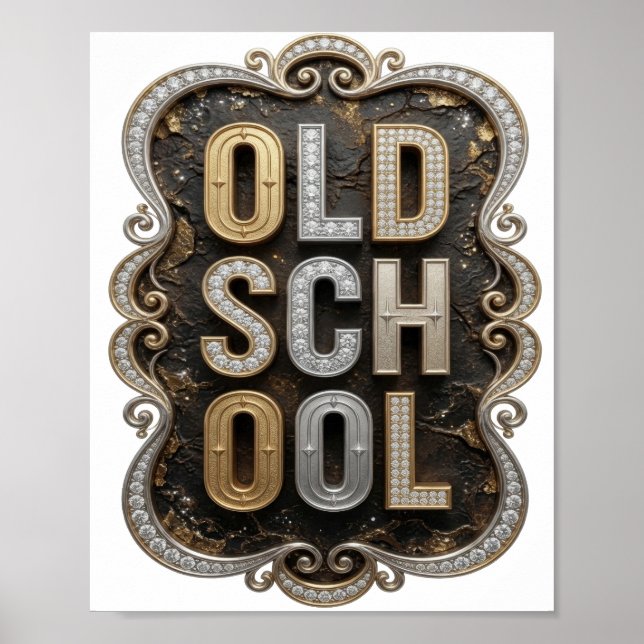 Póster Clásico Dorado Diseño Bold OLD SCHOOL (Frente)
