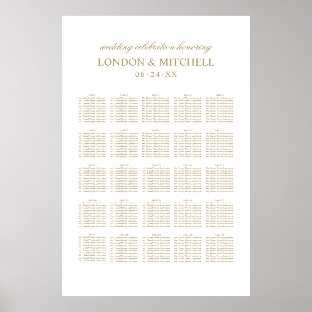 Póster Clásico elegante Boda de oro antiguo (Frente)