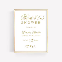 Póster Clásico Elegante Regalo de Boda Antiguo Dorado par