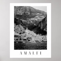Póster clásico en blanco y negro de Amalfi