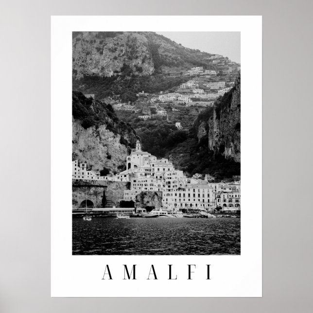 Póster clásico en blanco y negro de Amalfi (Frente)