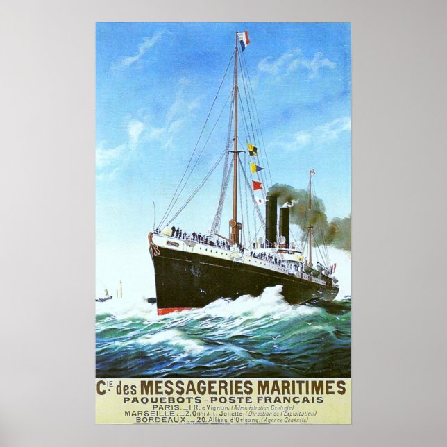 PÓSTER CLÁSICO FRANCÉS MERCHANT STEAMER (Frente)