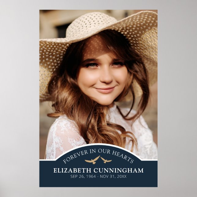 Póster Clásico Funeral Conmemorativo Personalizado con Fo (Frente)