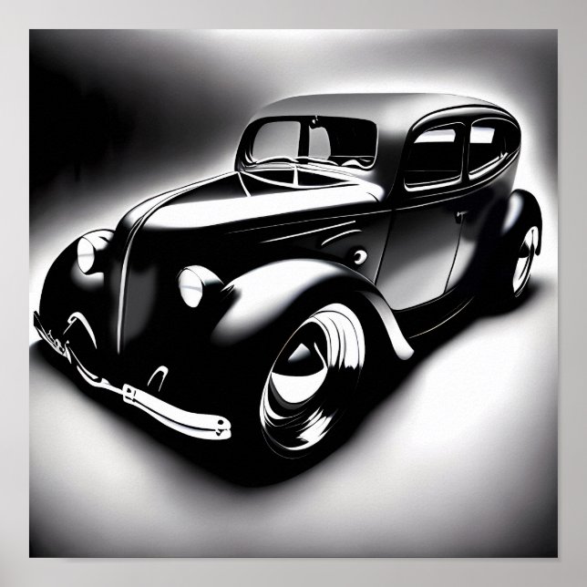 Póster Clásico Hot Rod / b&w / Poster (Frente)