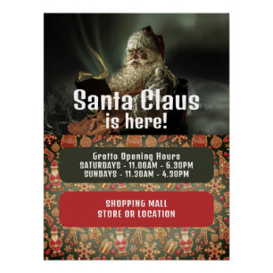 Póster Clásico leyendo Santa Claus, horas de visita de Sa