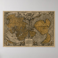 Clásico Mapa del Mundo Antiguo de 1531 de Oronce F