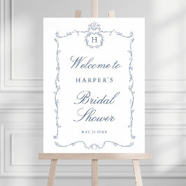 Póster Clásico Moderno Marco Francés Boda Azul Polvorient
