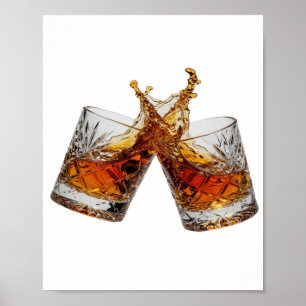 Póster Clásico Motivo Artístico de WHISKY SPLASH Plateado