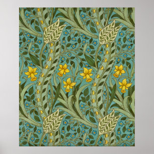 Póster Clásico patrón floral de narciso de William Morris