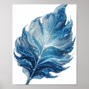 Póster Clásico Plata HOJA DE ESTRELLA AZUL Diseño Moderno