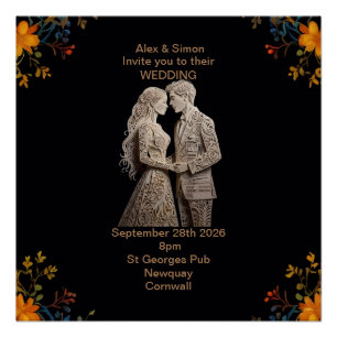 Póster Clásico Real Bride y Groom