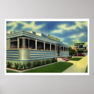 Póster Clásico Restaurante Retro Años 50 Pelican Diner