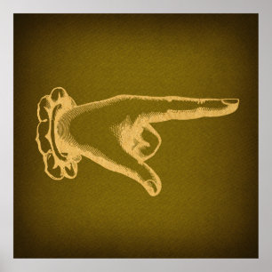 Póster Clásico Retro Apuntar Dedo Hand Apinting Art
