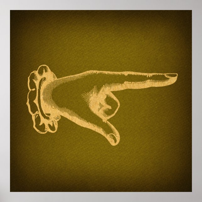 Póster Clásico Retro Apuntar Dedo Hand Apinting Art (Frente)
