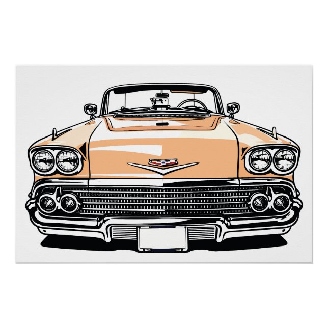 Póster Clásico Retro Convertible Frente Arte Pop (Anverso)