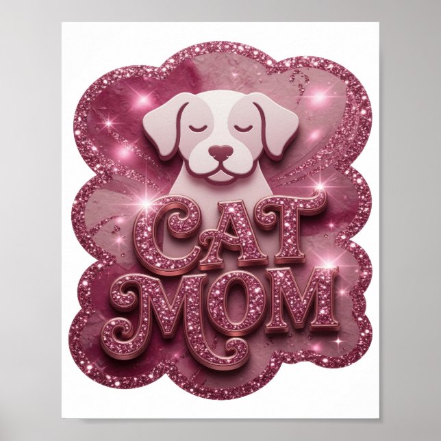 Póster Clásico Rosa GATA MAMÁ (Frente)