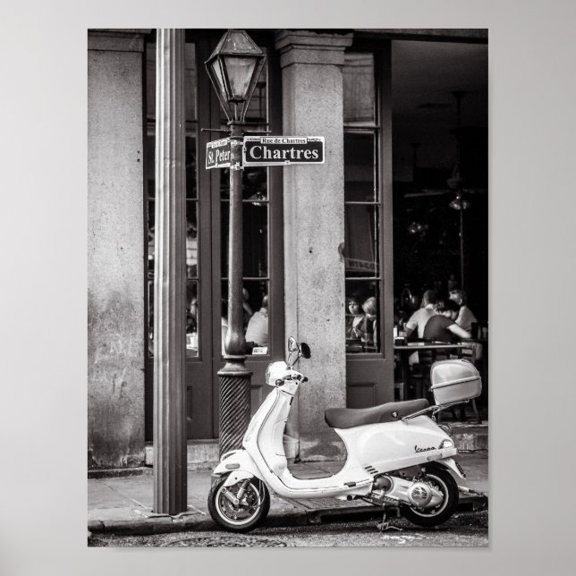 Póster Clásico Scooter Poster París Francia (Frente)