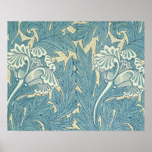 Póster Clásico Tulipán Azul Floral de William Morris