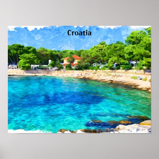 Póster Clásico y hermoso paisaje de la costa de Adria en  (Frente)