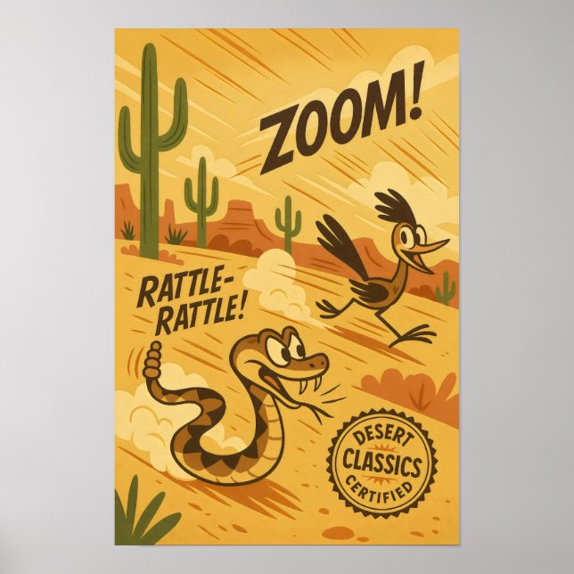 Póster Clásicos del desierto - Roadrunner & Rattlesnake C (Frente)
