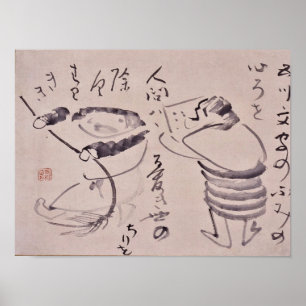 Póster Clásicos Zen - Gibon Sengai - Kanzan y Jittoku