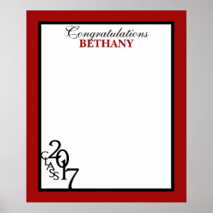 Póster Class of 20167 Graduation Autograph Keepsake Red