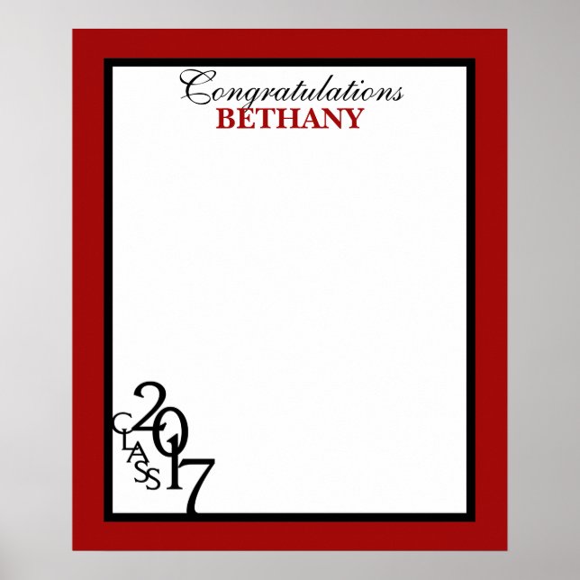 Póster Class of 20167 Graduation Autograph Keepsake Red (Frente)