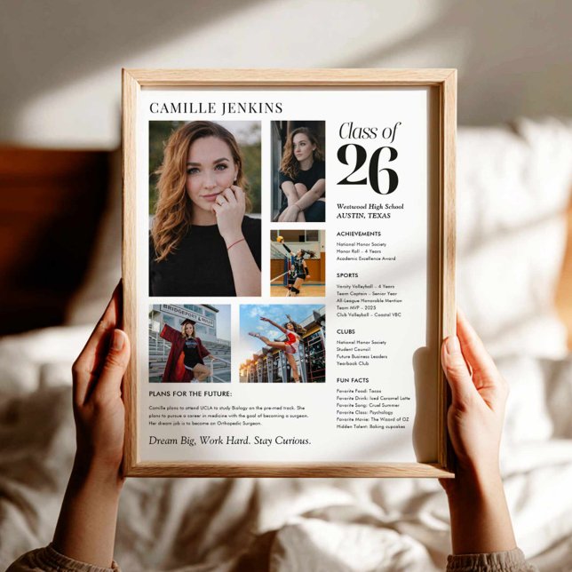 Póster Class of 2026 Photo Collage Memory Poster (Class of 2026 Graduation Photo Collage Poster)