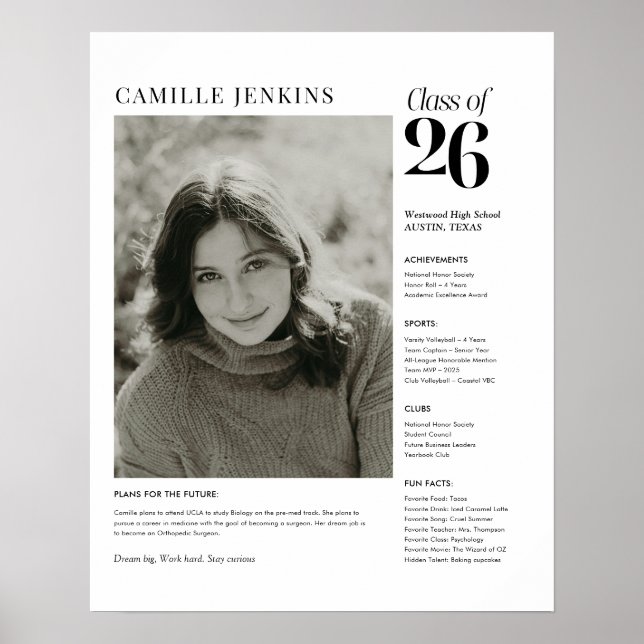 Póster Class of 2026 Senior Photo Memory Poster (Frente)