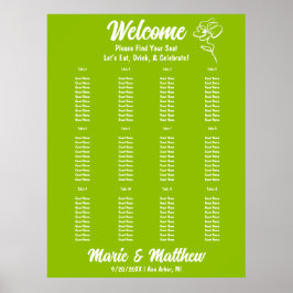 Póster Classic Citrus Green Floral Wedding Seating Chart